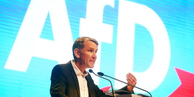 Björn Höcke, AfD-Fraktionsvorsitzender im Thüringer Landtag, hält beim Landesparteitag der AfD Thüringen eine Rede.