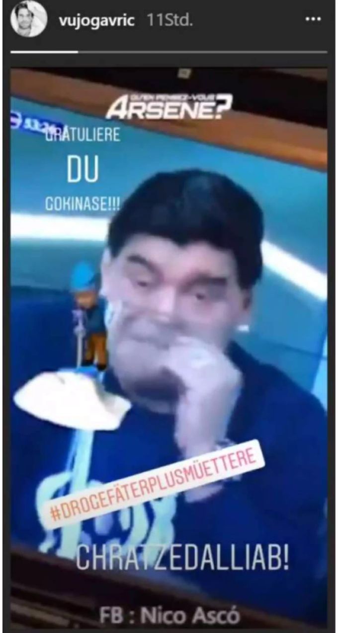 Nicht sehr nett: Vujo Gavric teilt mit Insta-Post gegen Maradona aus. Nicht sehr nett: Vujo Gavric teilt mit Insta-Post gegen Maradona aus.