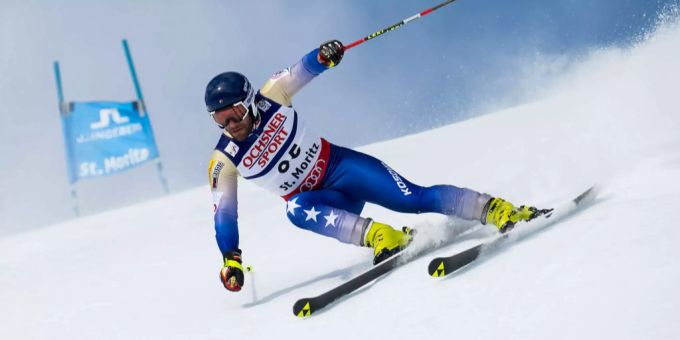 Albin Tahiri beim Riesenslalom von St. Moritz. Albin Tahiri beim Riesenslalom von St. Moritz.