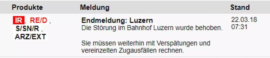 Die Störung ist mittlerweile behoben.