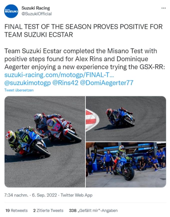 Dominique Aegerter während seiner Testfahrt der MotoGP-Suzuki. aegerter