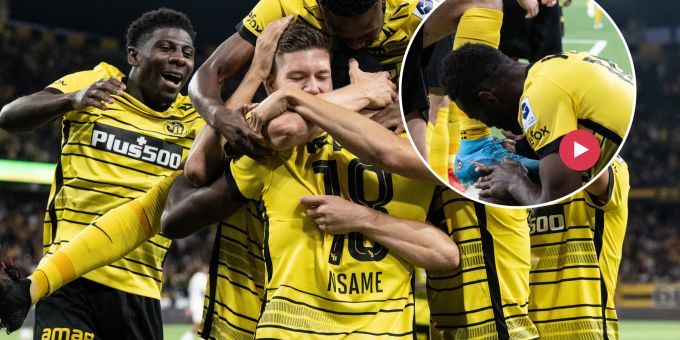 YB-Sturmduo - Hier küsst Torschütze Nsame Schuh von Assistgeber Itten