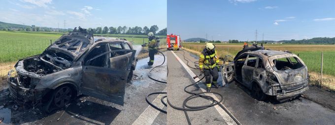 Das Fahrzeug brannte komplett aus. Ausgebrannt