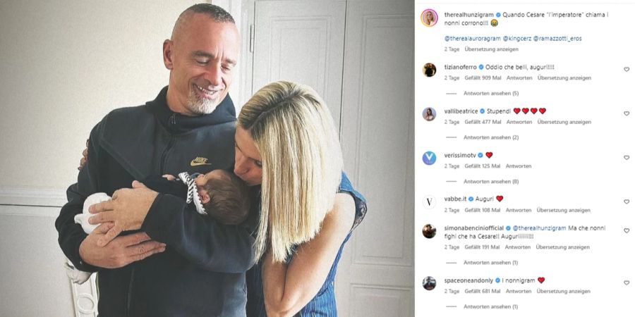 Michelle Hunziker und Eros Ramazzotti mit Enkel Cesare.