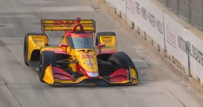Romain Grosjean crasht beim IndyCar-GP in Detroit. Romain Grosjean IndyCar Detroit