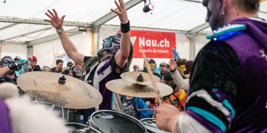 Der Tambourmajor Thomas Patridge der Glunggephoniker in seinem Element