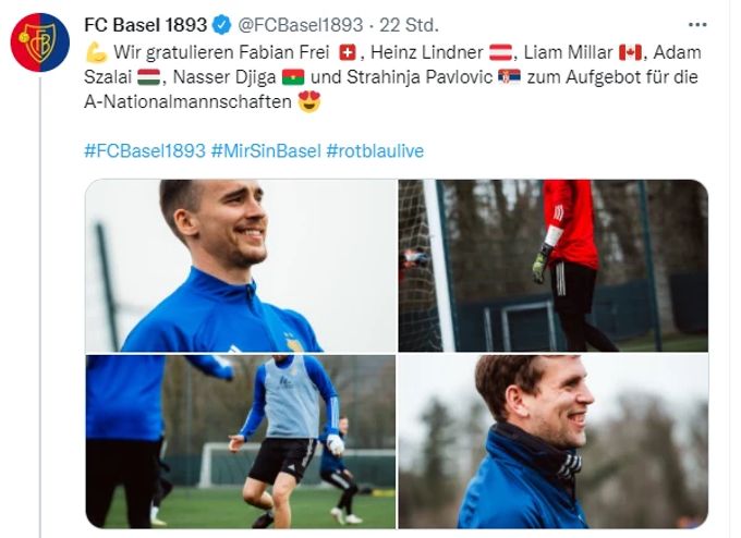 Das sind die Natispieler vom FCB, es wurde ein Spieler mehr aufgeboten als beim Konkurrenten FC Zürich. FCZ FCB Natispieler
