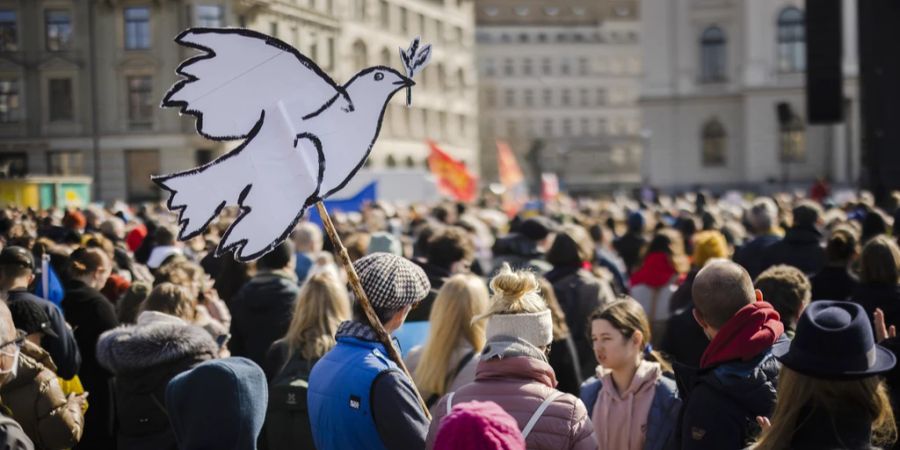 Gewerkschaften, SP und Grüne hatten zur Friedensdemo aufgerufen.