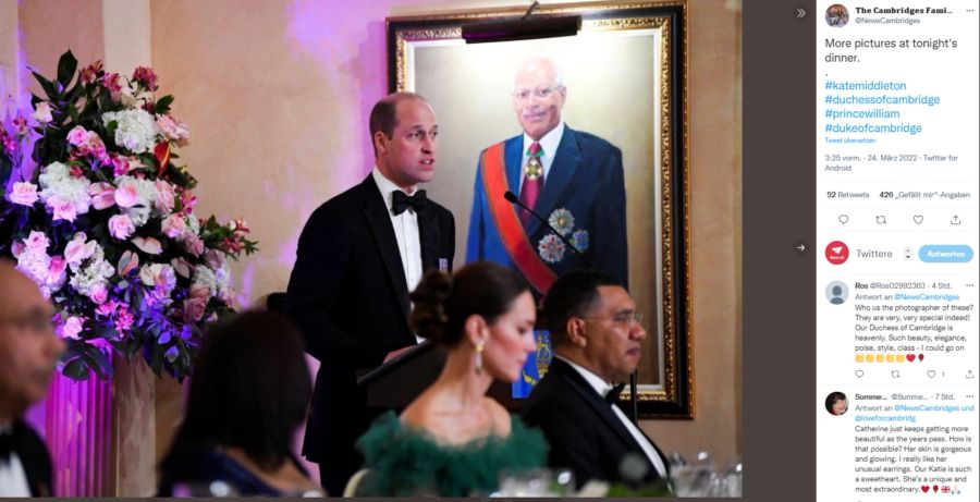 Prinz William bei seiner Rede beim Staatsdinner auf Jamaika.