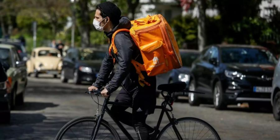 Lieferando-Fahrer in Berlin im April 2020