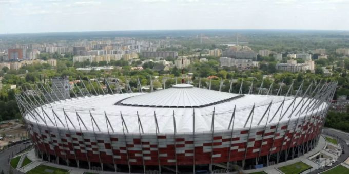 Das Nationalstadion in Warschau wird wegen des Coronavirus zu einem Lazarett für Infizierte. Coronavirus Polen