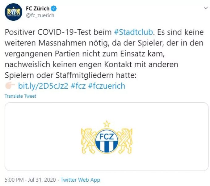 Der FC Zürich hat seinen nächsten Corona-Fall. FC Zürich