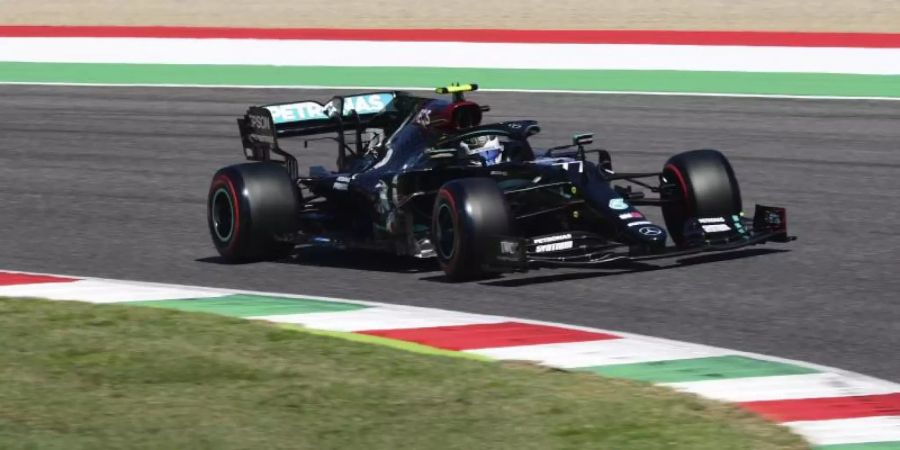 Schnellster im Training in Mugello: Mercedes-Pilot Valtteri Bottas. Foto: Miguel Medina/Pool EPA/AP/dpa