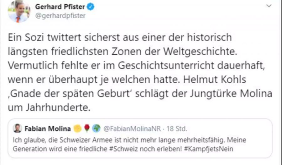 Gerhard Pfister Twitter Jungtürke