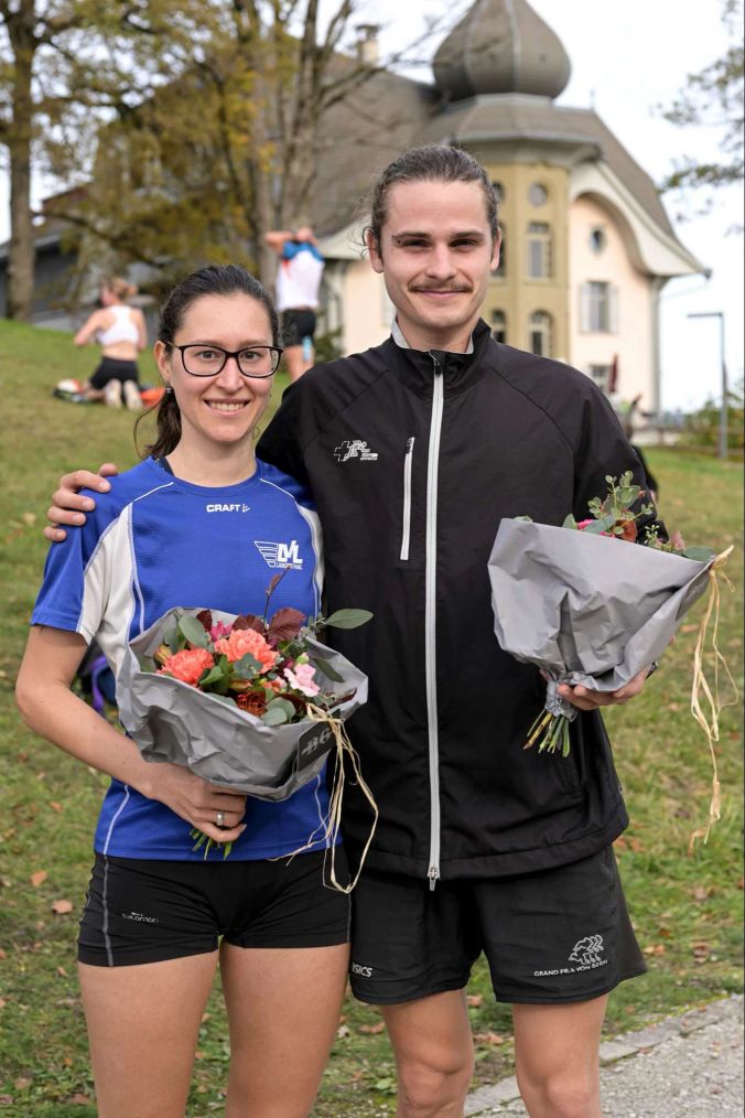 Céline Aebi und Christian Leu sind die overall Sieger beim Kurzlauf über 9 Kilometer.