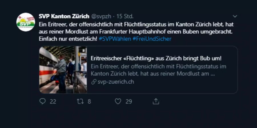 Die SVP Kanton Zürich am 30. Juli 2019.