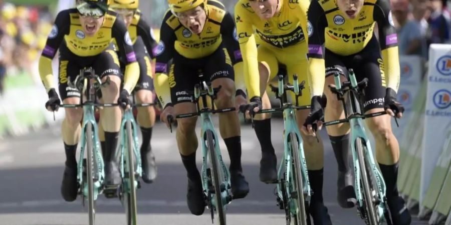 Kleiner Etat, grosse Erfolge: Das niederländische Team Jumbo-Visma. Foto: Yorick Jansens/BELGA