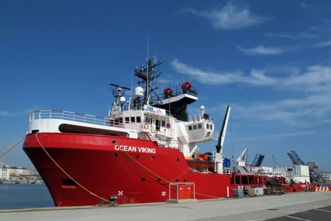 Das private Rettungsschiff «Ocean Viking» liegt im Hafen. Ocean Viking