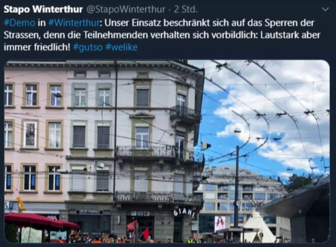 Die Stadtpolizei Winterthur zeigt sich zufrieden mit dem Einsatz. Demo Winterthur