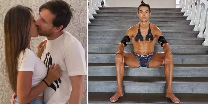 Schmusen & Posieren - So haben Sie Messi und Ronaldo noch nie gesehen!