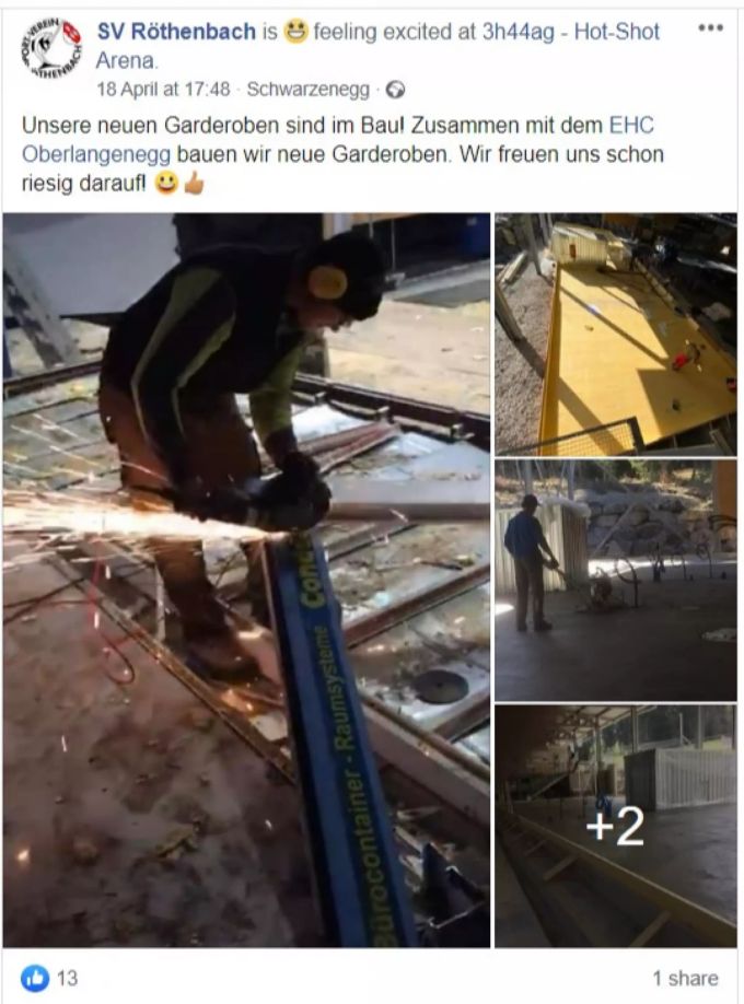 Auch der SV Röthenbach ist mit voller Begeisterung beim Garderobenbau dabei
