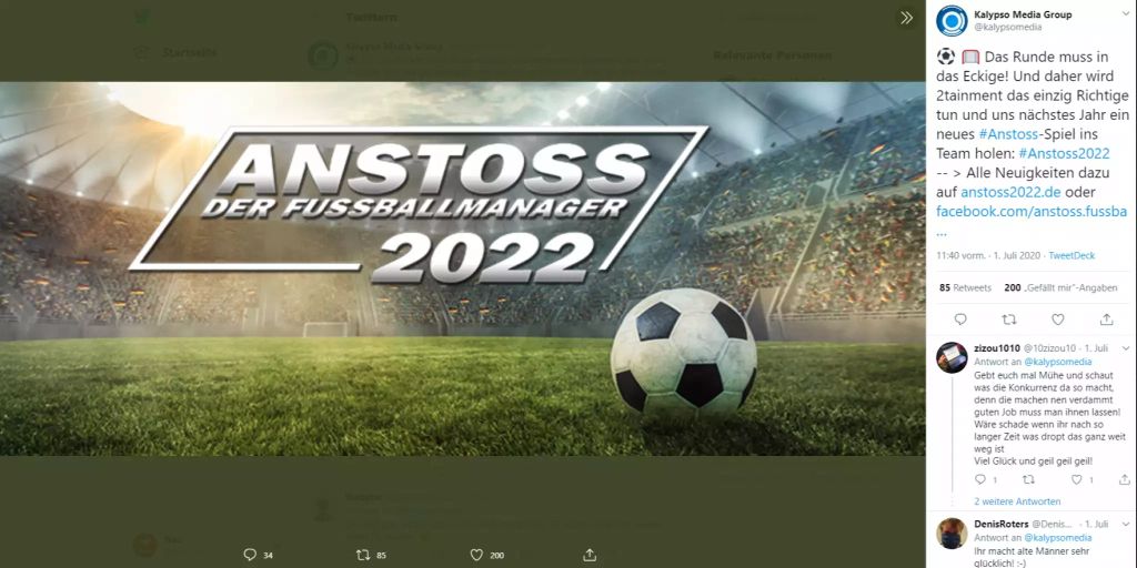 Fussball-Simulator «Anstoss 2022» angekündigt