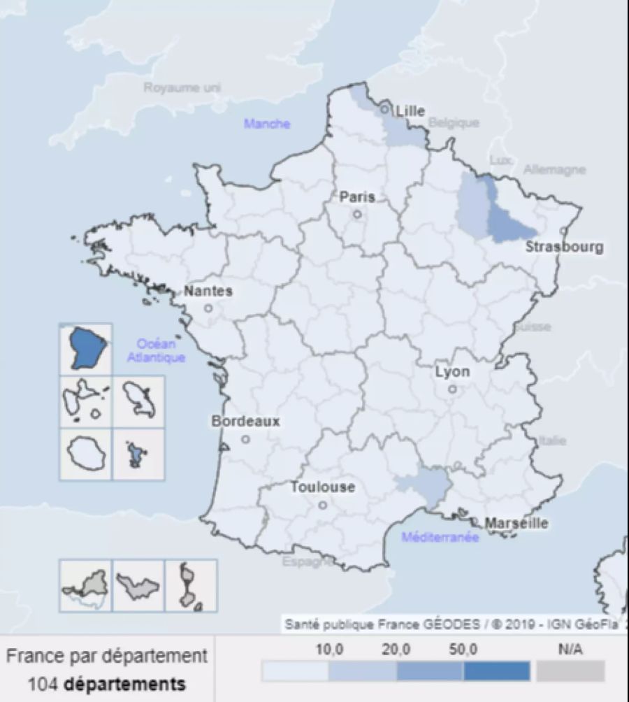 Frankreich Coronavirus Grenzregionen Départements