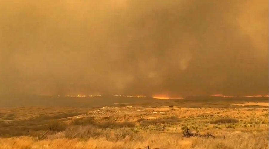 Waldbrände haben den Himmel im US-Bundesstaat Texas in gelblichen Rauch gehüllt.