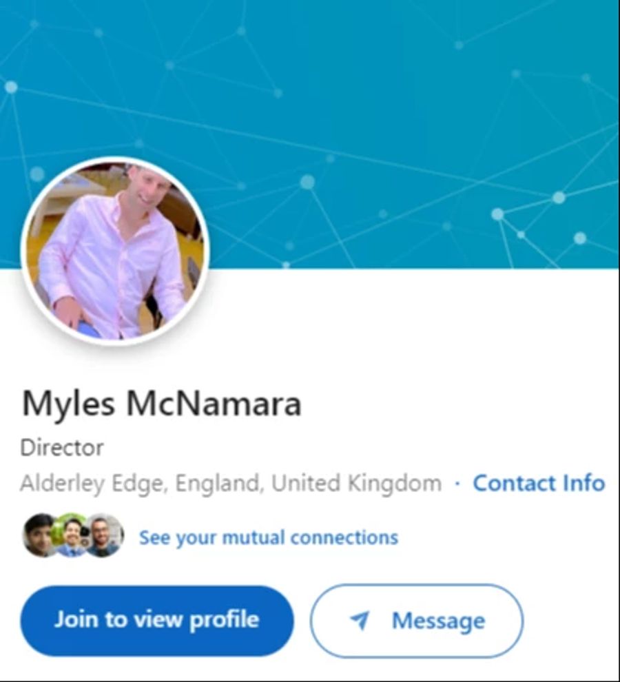 Auf der Business-Plattform LinkedIn nannte er sich Myles McNamara. Der 37-Jährige behauptete, selbstständig zu sein.