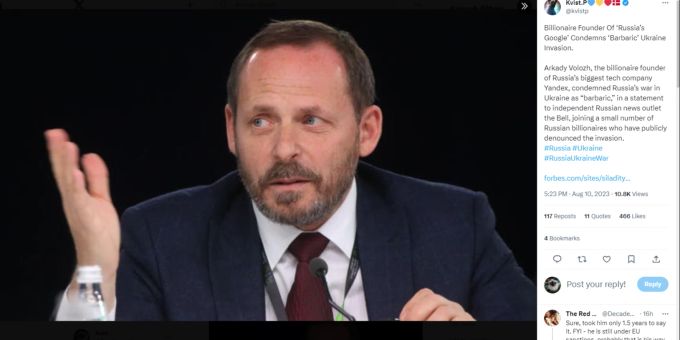 Arkadi Wolosch, russischer Unternehmer und Oligarch, stellt sich öffentlich gegen Putin. Arkadi Wolosch im Ukraine-Krieg