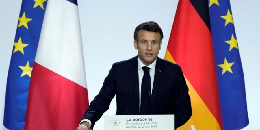 Macron bei seiner Rede zum Jahrestag des Elysée-Vertrages