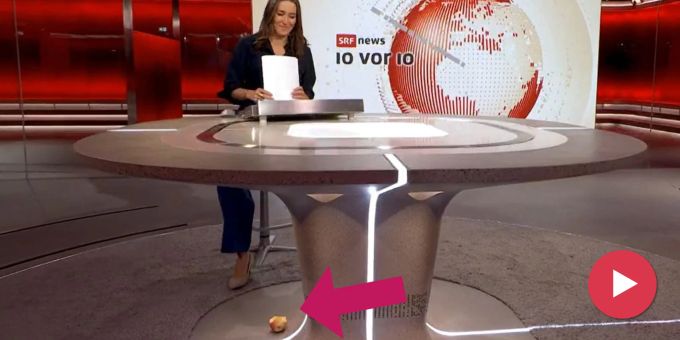 Staunen - SRF-Bignas saurer Apfel liegt unter «10vor10»-Pult