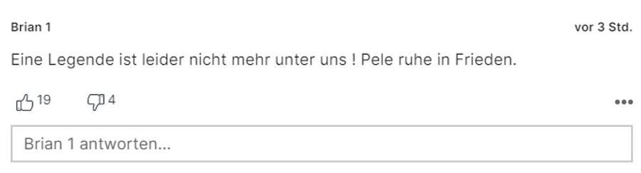 Für diesen Leser ist Pelé ganz klar eine Legende.