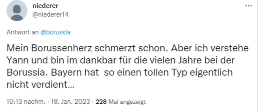 Das Verständnis für seinen Wechsel zu Bayern München ist entsprechend gross.