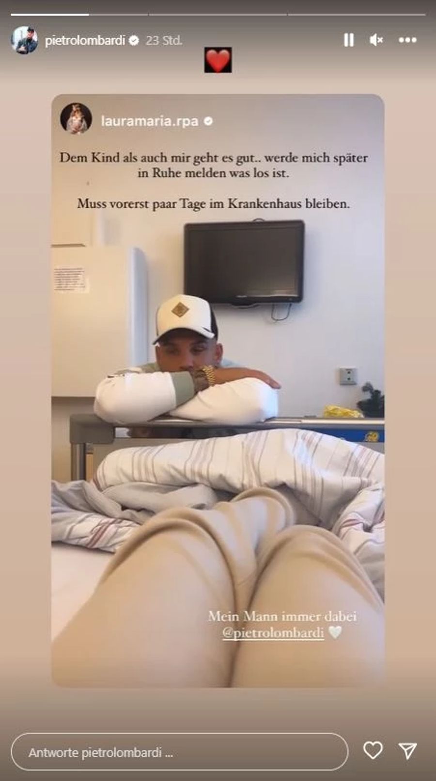 Pietro Lombardi bleibt bei seiner Liebsten im Spital.