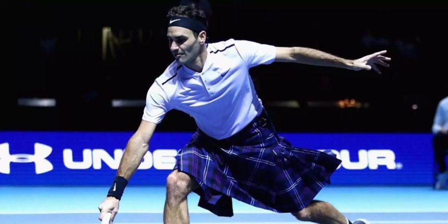 Roger Federer begeistert im Schottenrock.