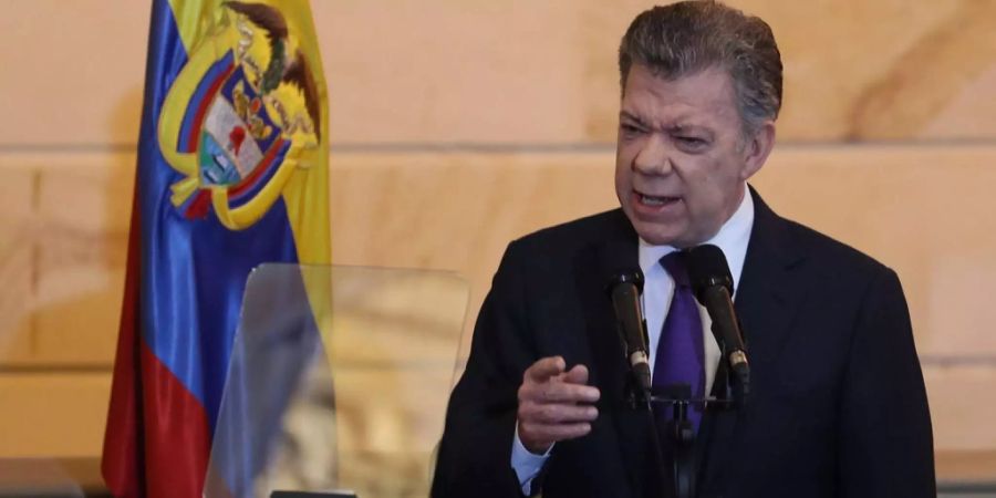 Kolumbiens Präsident Juan Manuel Santos bei einer Rede im Kongress in Bogotá.