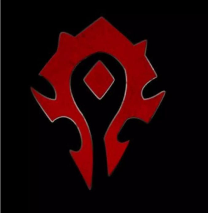 Das Symbol der Horde. Das Symbol der Horde ist rot mit zwei definierten Spitzen unten.