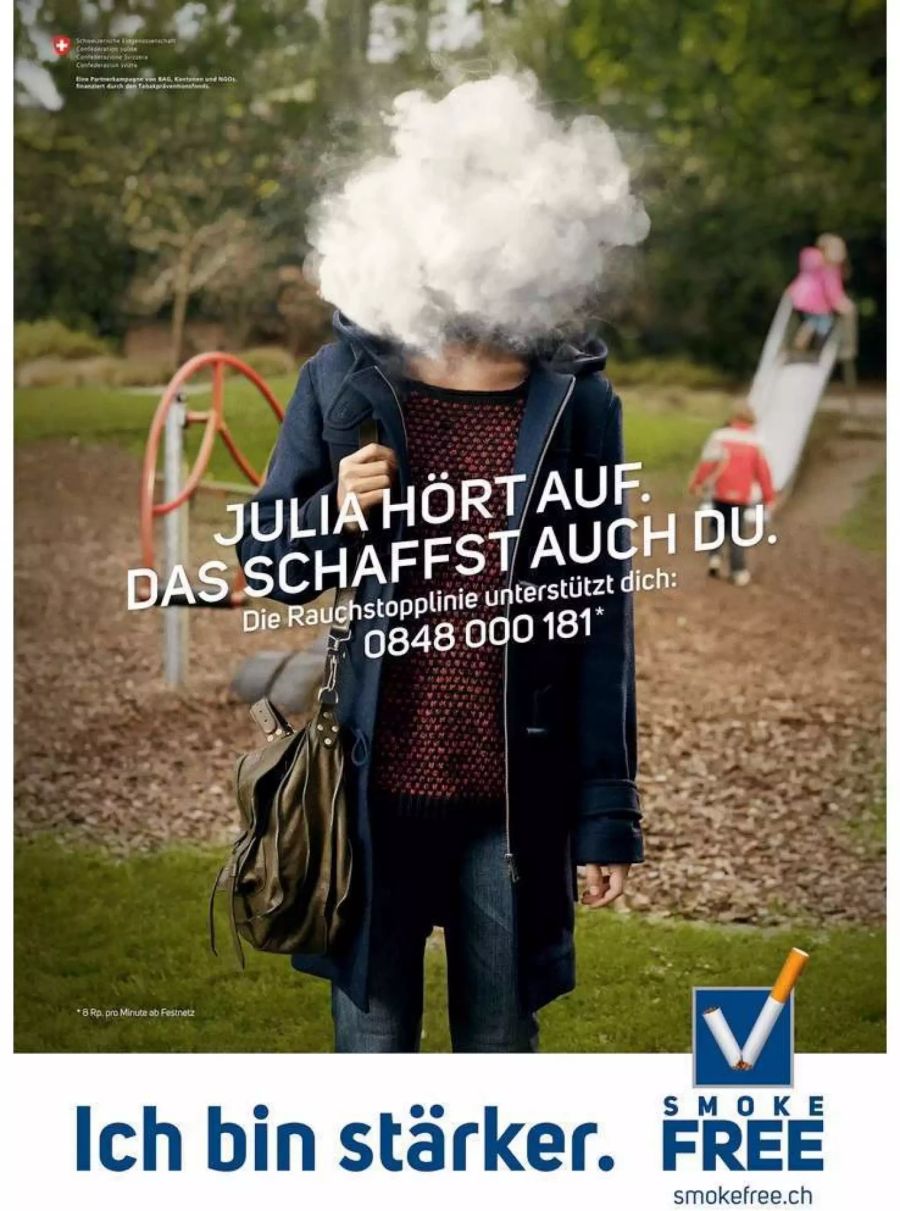 Mit dem Slogan «Ich» macht SmokeFree allen Rauchenden Mut ihre Sucht abzulegen.