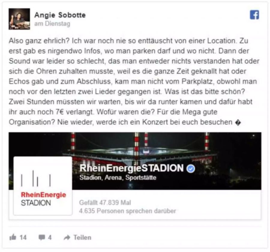 Ganz schön viele Fans äussern sich auf der Seite des Veranstalters negativ über das Konzert von Beyoncé und Jay-Z.