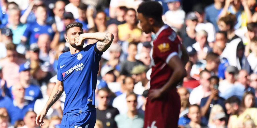 Olivier Giroud erzielt den 1:0-Siegtreffer für Chelsea.