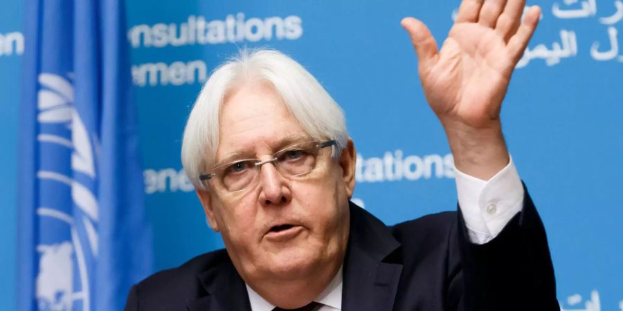 Martin Griffiths, UN-Vermittler im Jemen-Konflikt, spricht an einer Pressekonferenz in UN-Hauptquartier in Genf.