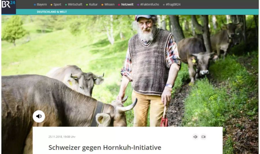 Der Bayerische Rundfunk zur Hornkuh-Initiative.