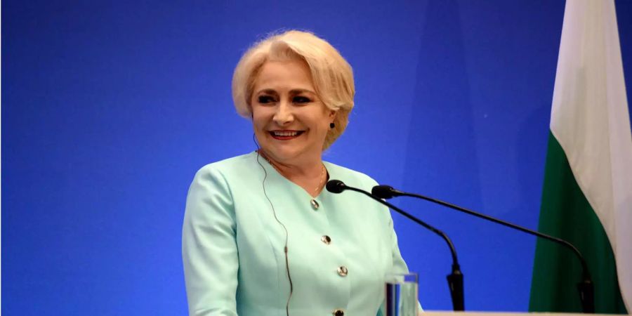 Rumäniens Ministerpräsidentin Viorica Dancila bei einer Pressekonferenz in Thessaloniki.