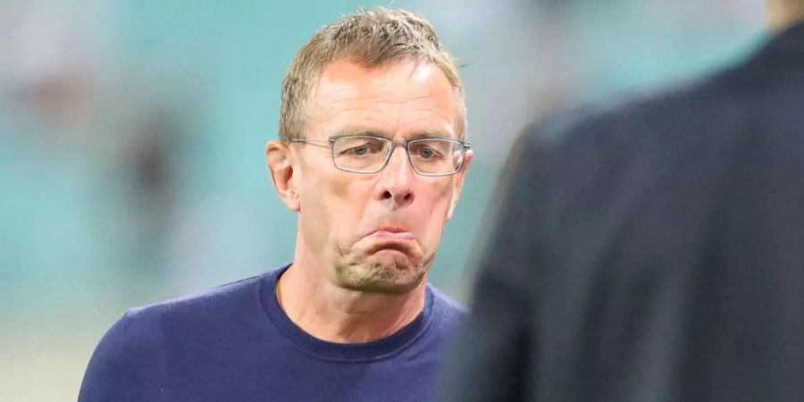 Ein Gesicht sagt mehr als 1000 Worte – Leipzig-Trainer Ralf Rangnick.