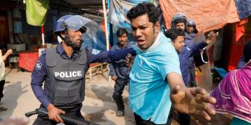 Demonstration von Textilarbeitern in Bangladesch.