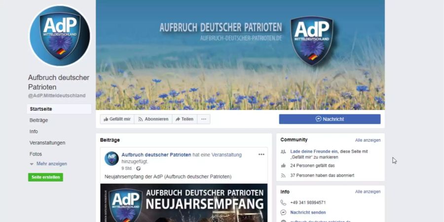 Screenhshot der Facebook-Seite der AdP.