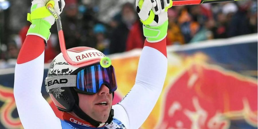 Beat Feuz wird in der Abfahrt in Kitzbühel nur knapp geschlagen.