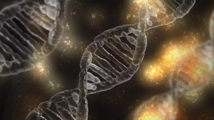 Künstlerische Darstellung von DNA. Sie ergibt das Genom. Genom DNA