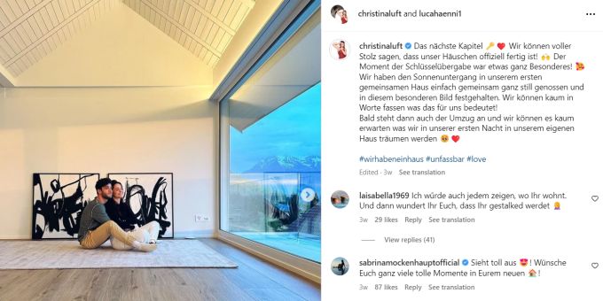 Luca Hänni und Christina Luft sind erst Ende März in ihr neues Haus in Thun BE eingezogen. Bald könnte die Hochzeit der beiden stattfinden. Luca Hänni Christina Luft